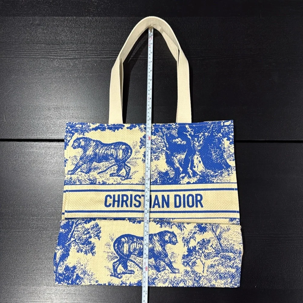 Dior Straw Dioriviera VIP Shoulder Bag Christian Dior Blue Toile Print Tote Bag